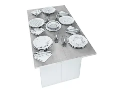 Mesa consola Tavolo desplegable blanco mate/cemento 77/75x120x35x70 cm