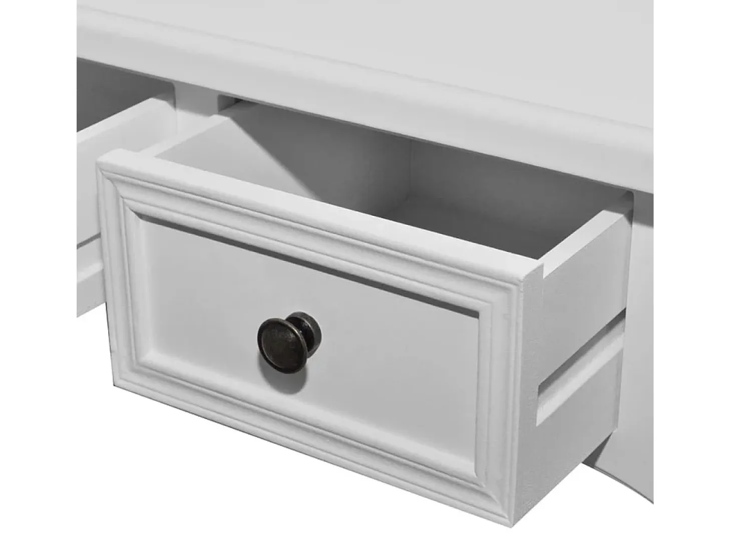 Mesa consola tocador con tres cajones blancos
