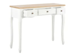 Mesa consola tocador con 3 cajones blancos
