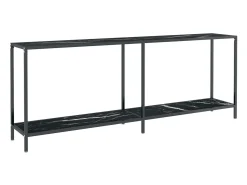 Mesa consola vidrio templado negro 200x35x75,5 cm