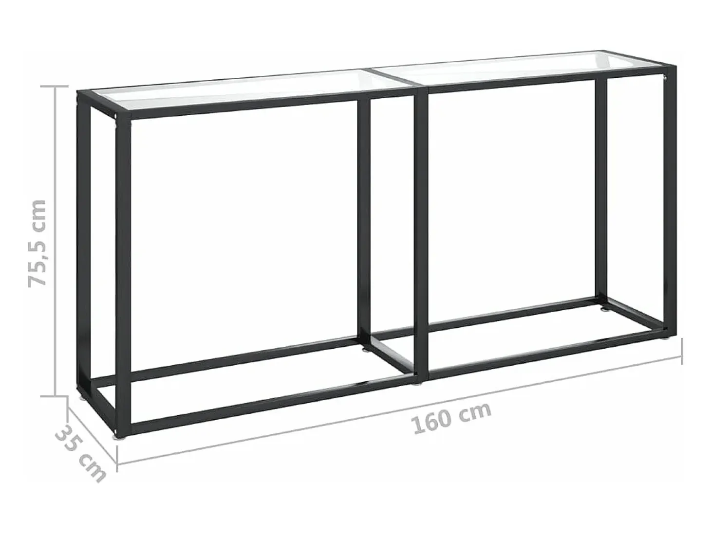 Mesa consola vidrio templado transparente 160x35x75,5 cm