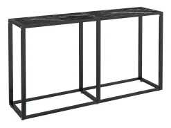 Mesa consola vidrio templado mármol negro 140x35x75,5cm ES697461