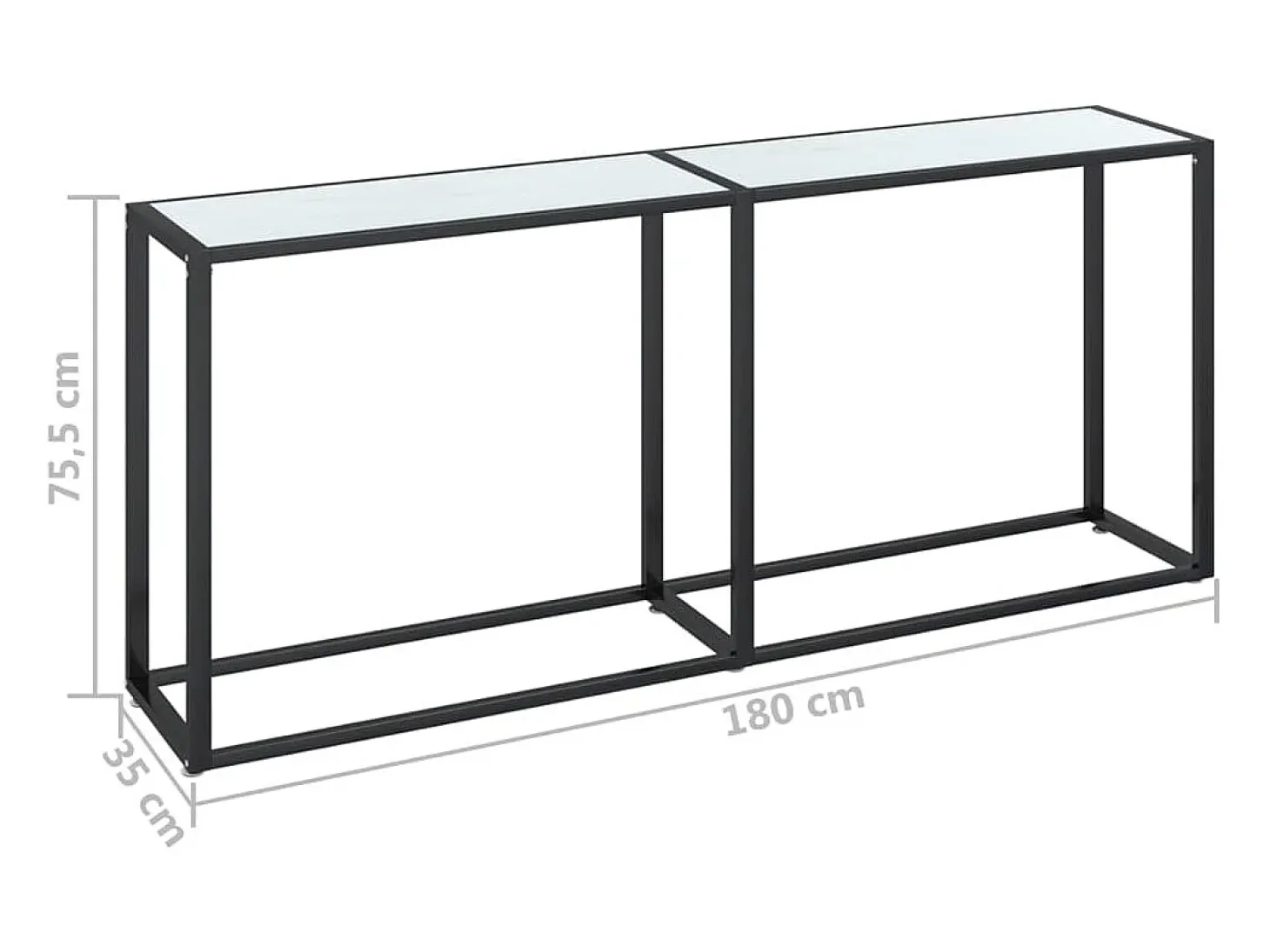 Mesa consola vidrio templado mármol blanco 180x35x75,5 cm