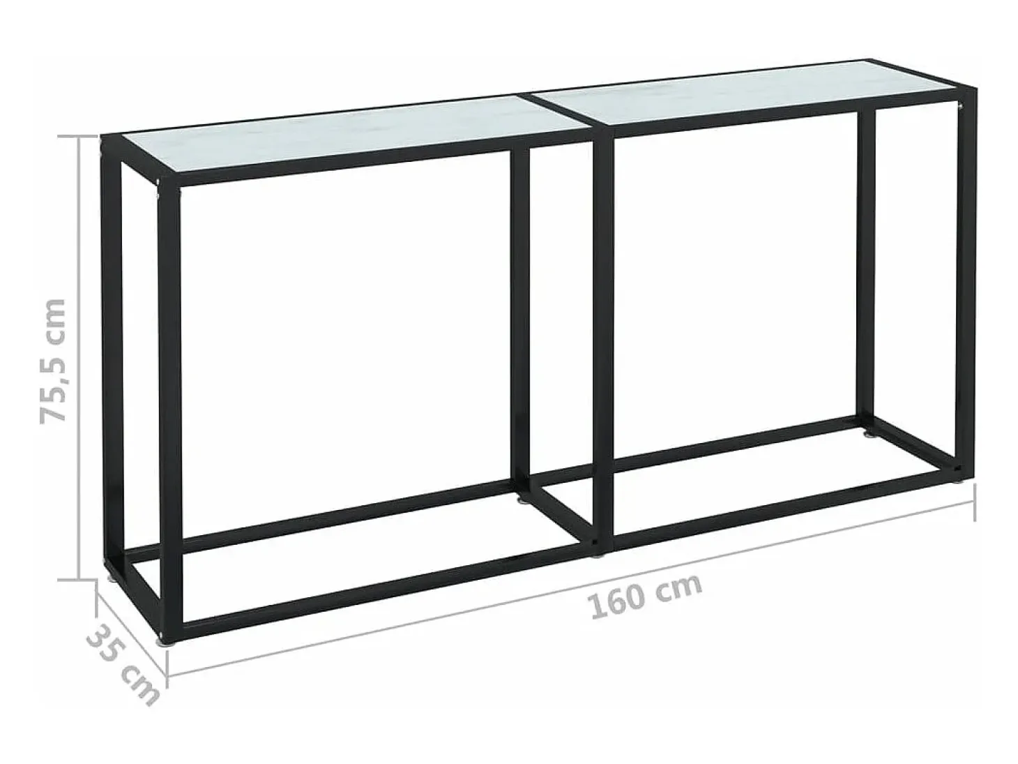 Mesa consola vidrio templado mármol blanco 160x35x75,5 cm