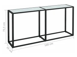 Mesa consola vidrio templado mármol blanco 160x35x75,5 cm