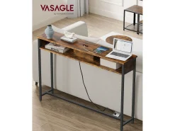 Mesa consola 25x120x81 cm marrón y negro