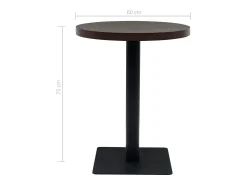 Mesa de bar bistró MDF y acero redonda fresno oscuro 60x75 cm