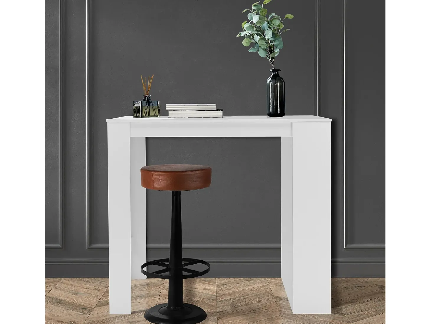 Mesa de bar blanca con estante de almacenaje ML-DESIGN