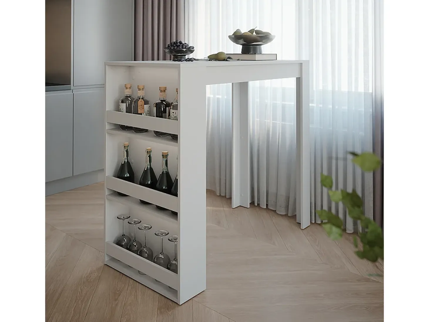 Mesa de bar blanco 57x117x106 repose
