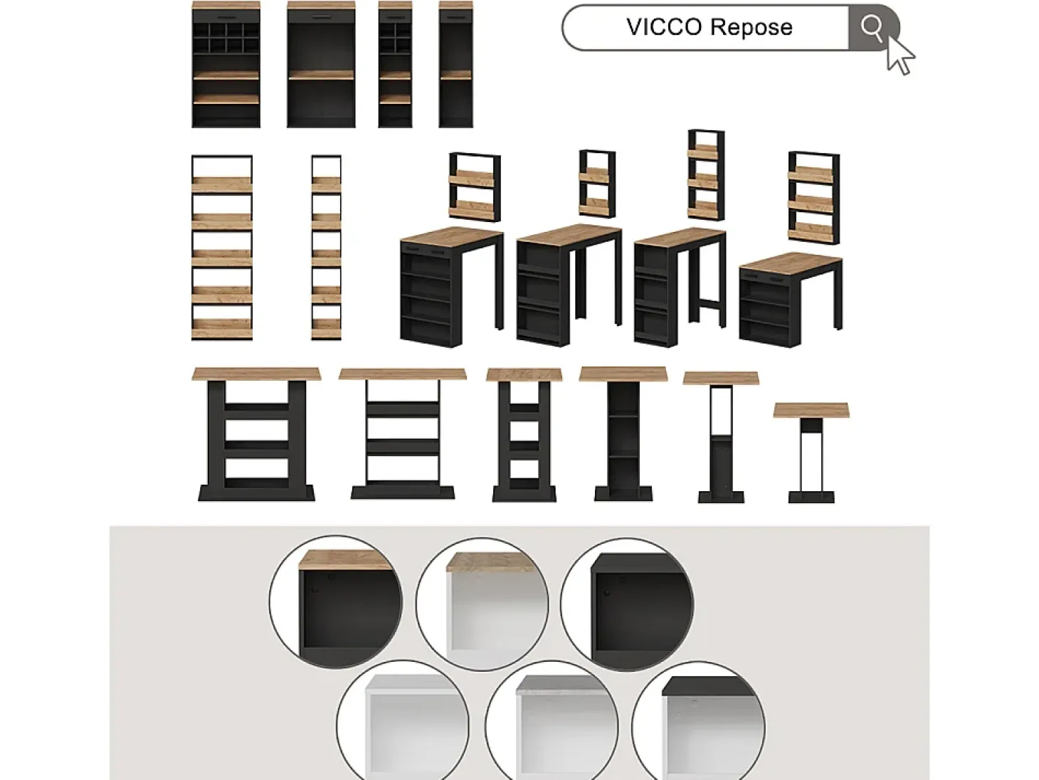 Mesa de bar blanco/antracita 45x110x106 repose
