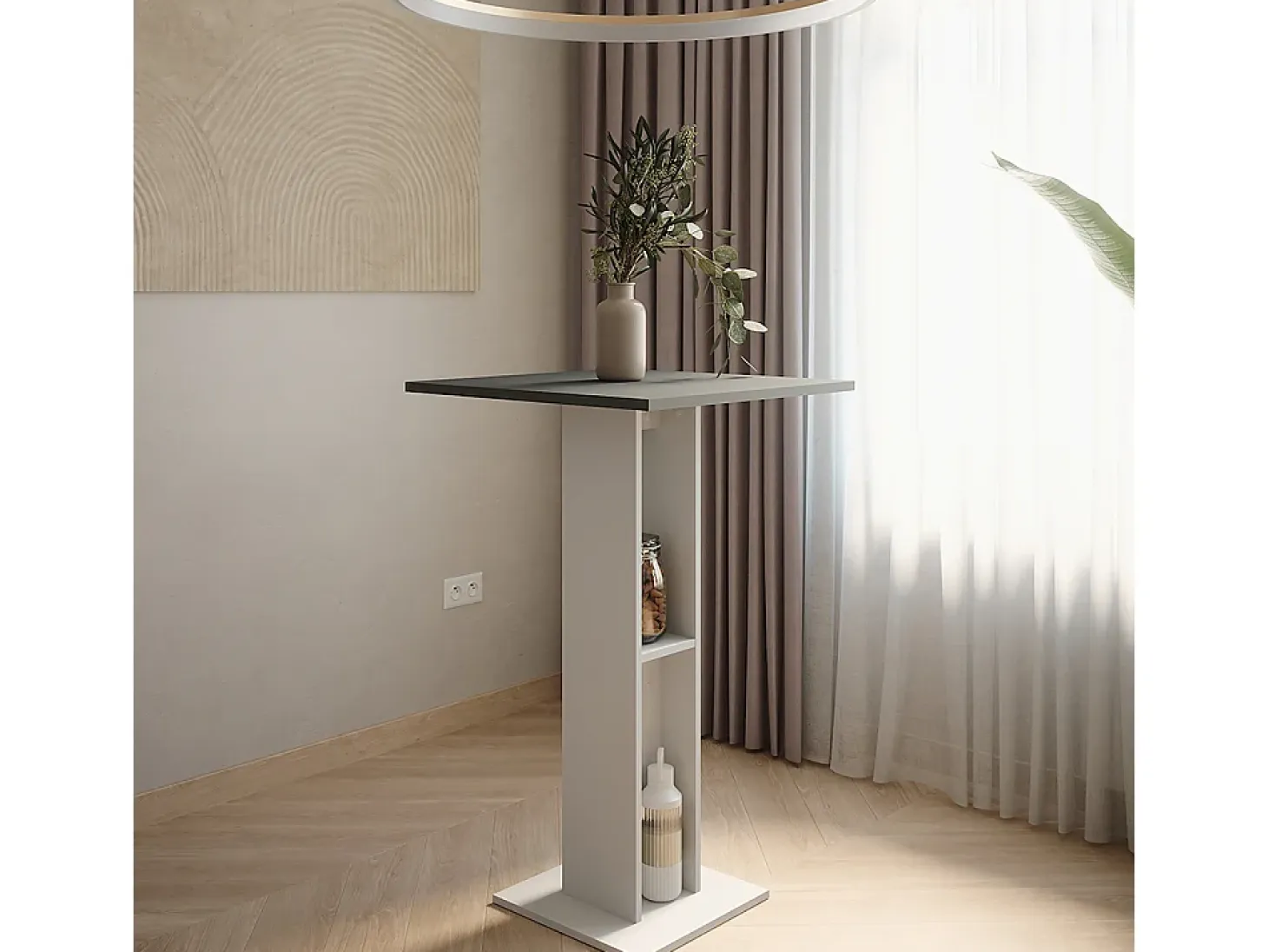 Mesa de bar blanco/antracita 65x65x106 repose