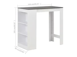 Mesa de bar con estantería blanco 110x50x103 cm