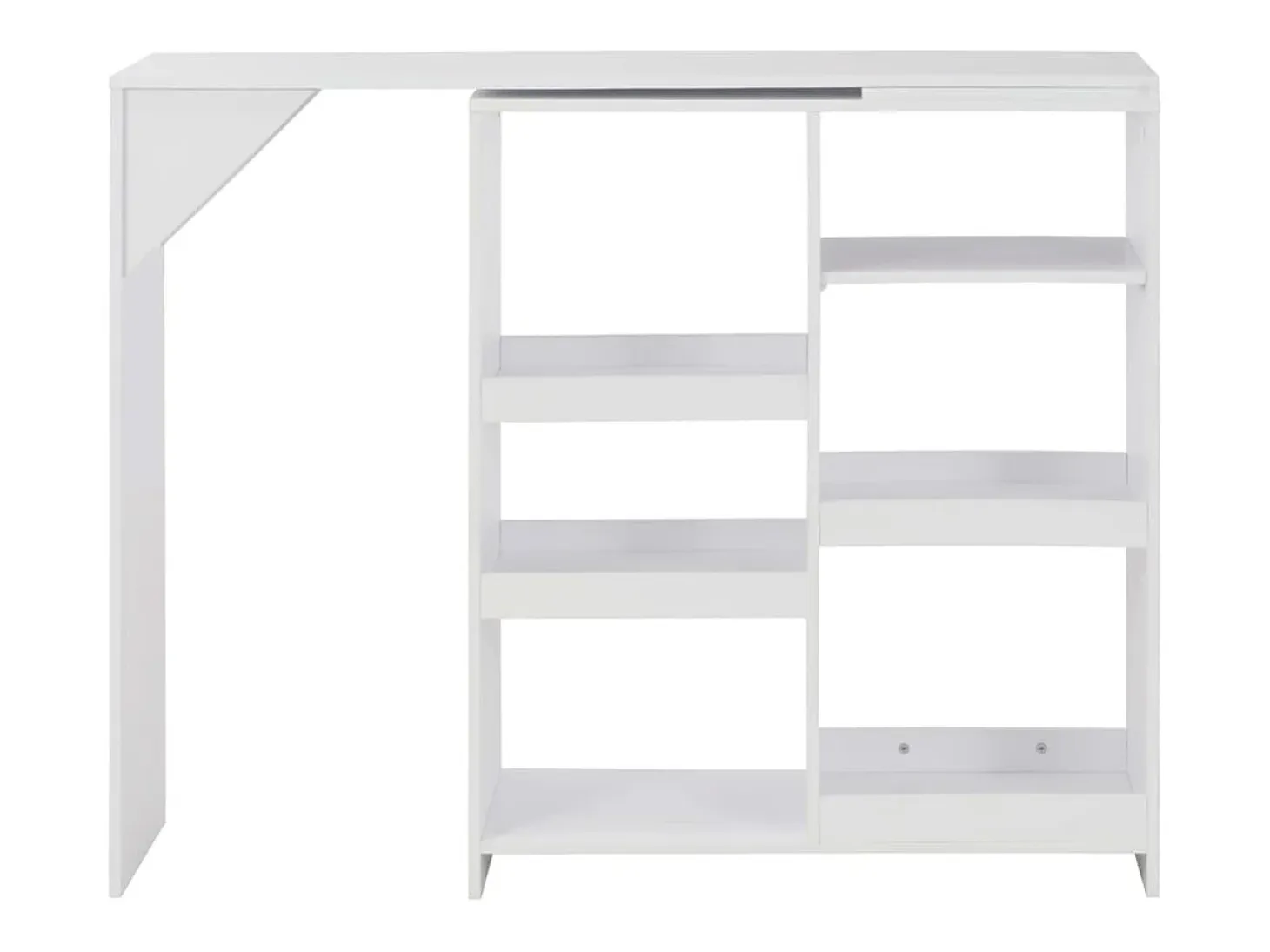 Mesa de bar con estantería móvil blanca 138x39x110 cm