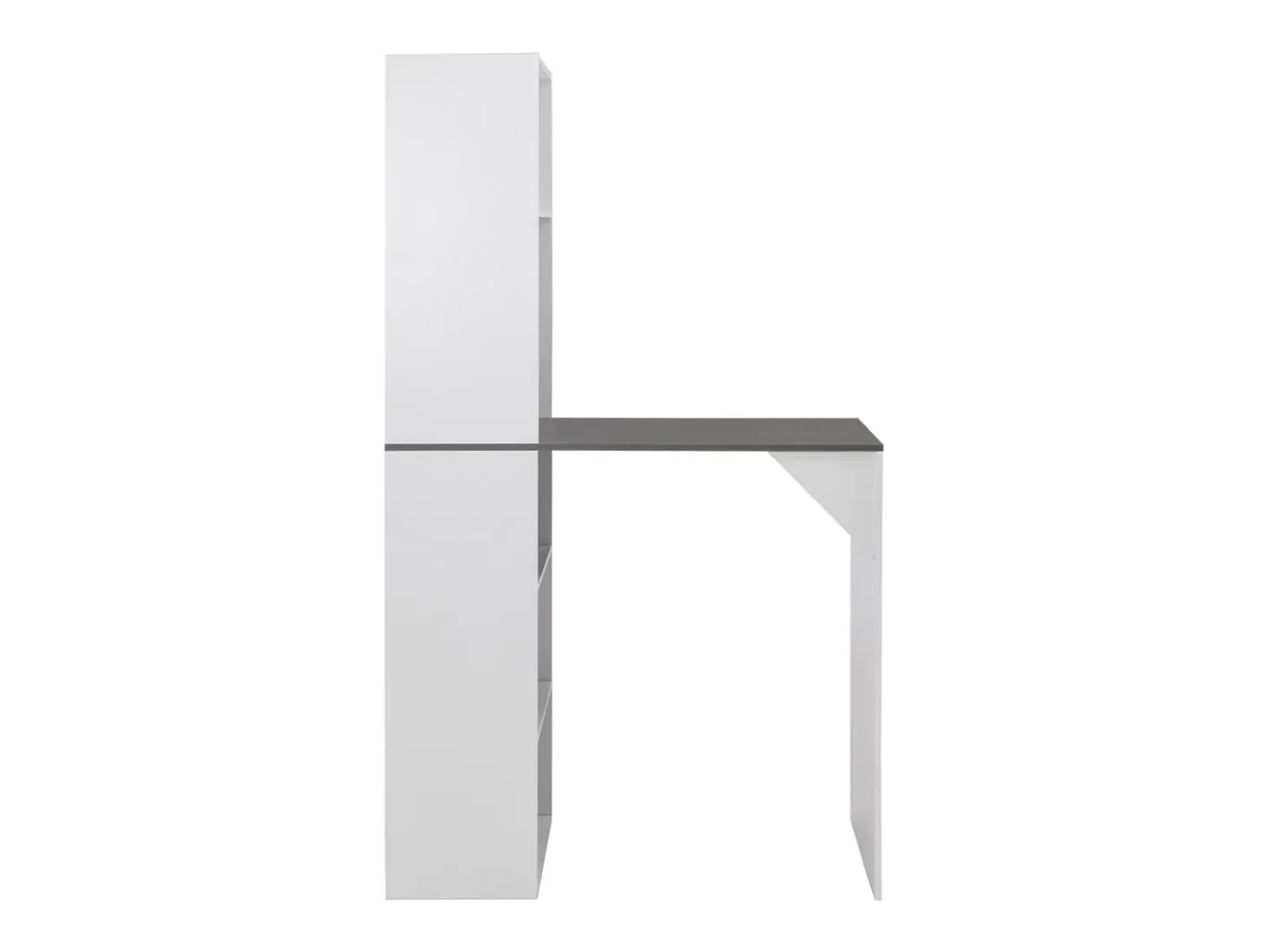 Mesa de bar con estantería alta blanca 115x59x200 cm