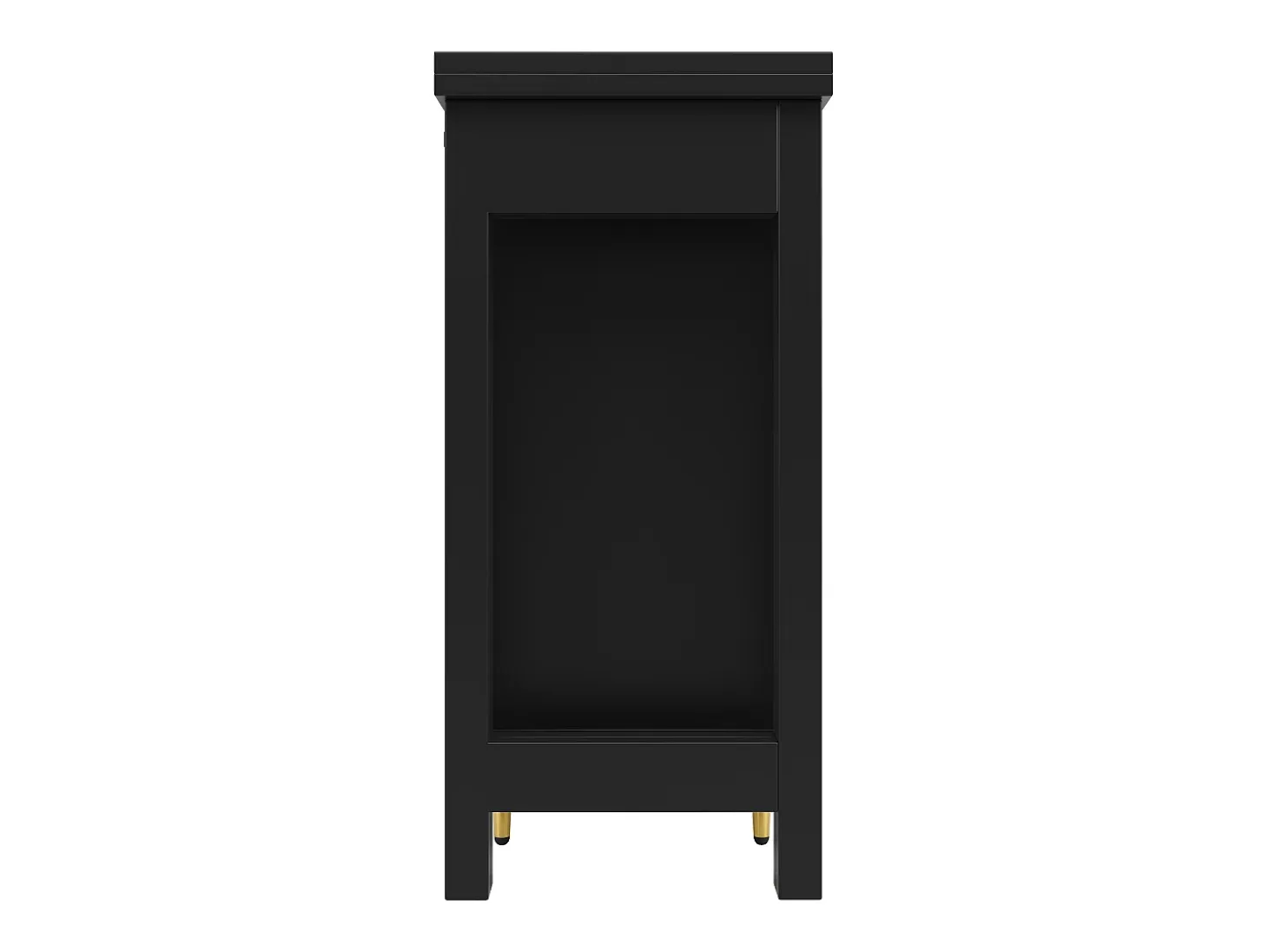 Mesa de bar giratoria con puerta de ratán y estante abierto - Mesa de comedor de madera - Negra - 107x40x71,4 cm