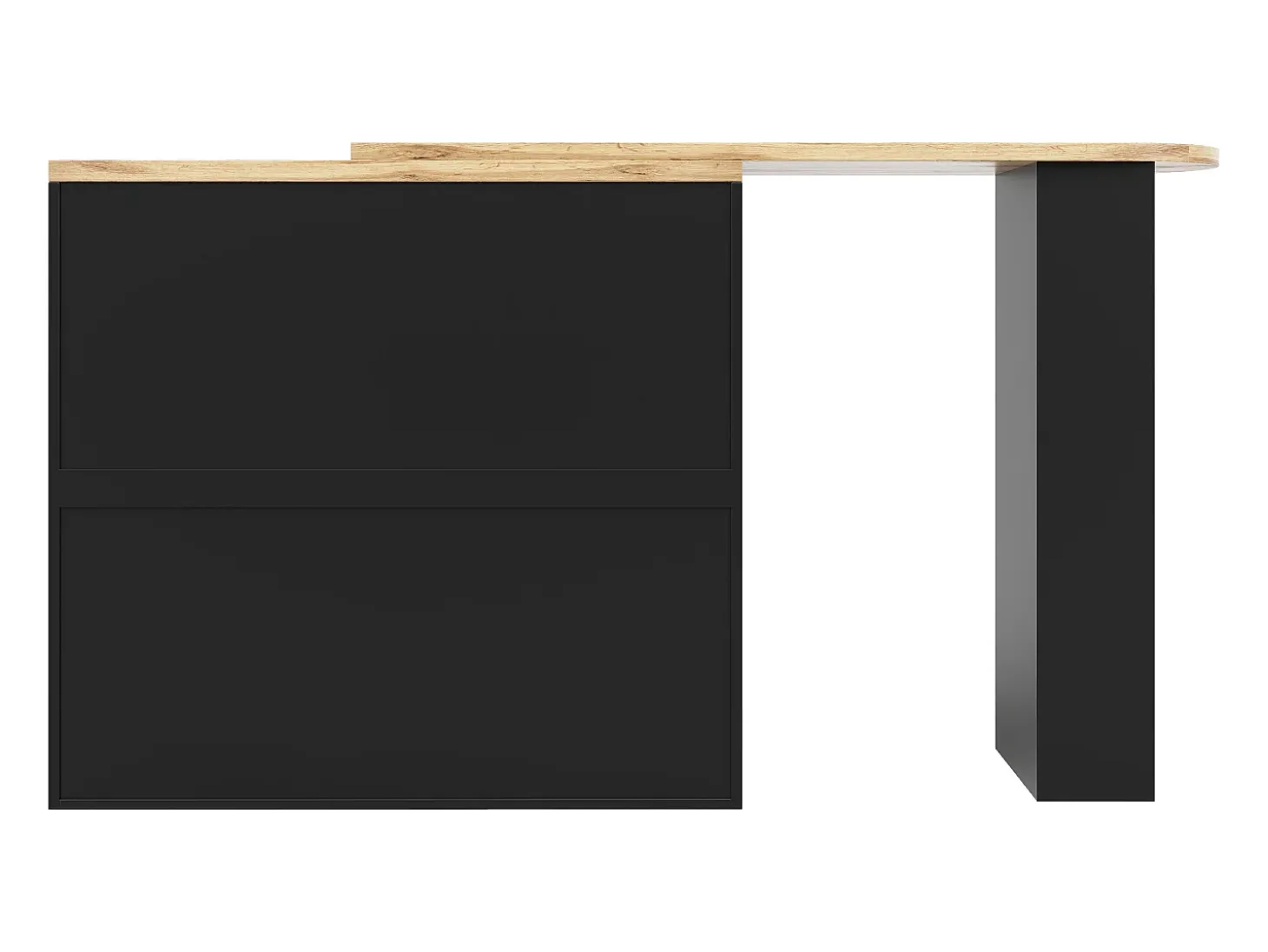Mesa de bar giratoria de madera con 1 puerta y 2 cajones, isla de cocina con almacenaje, 138 x 39 x 102 cm, color negro