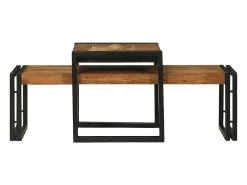 Mesa de Café 2 piezas Marrón madera maciza de acacia