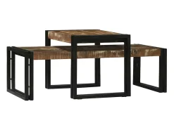 Mesa de Café 2 piezas Multicolor madera maciza reciclada