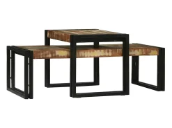 Mesa de Café 2 piezas Multicolor madera maciza reciclada