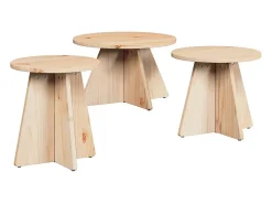 Mesa de Café 3 piezas Natural 49 x 49 x 30 cm
