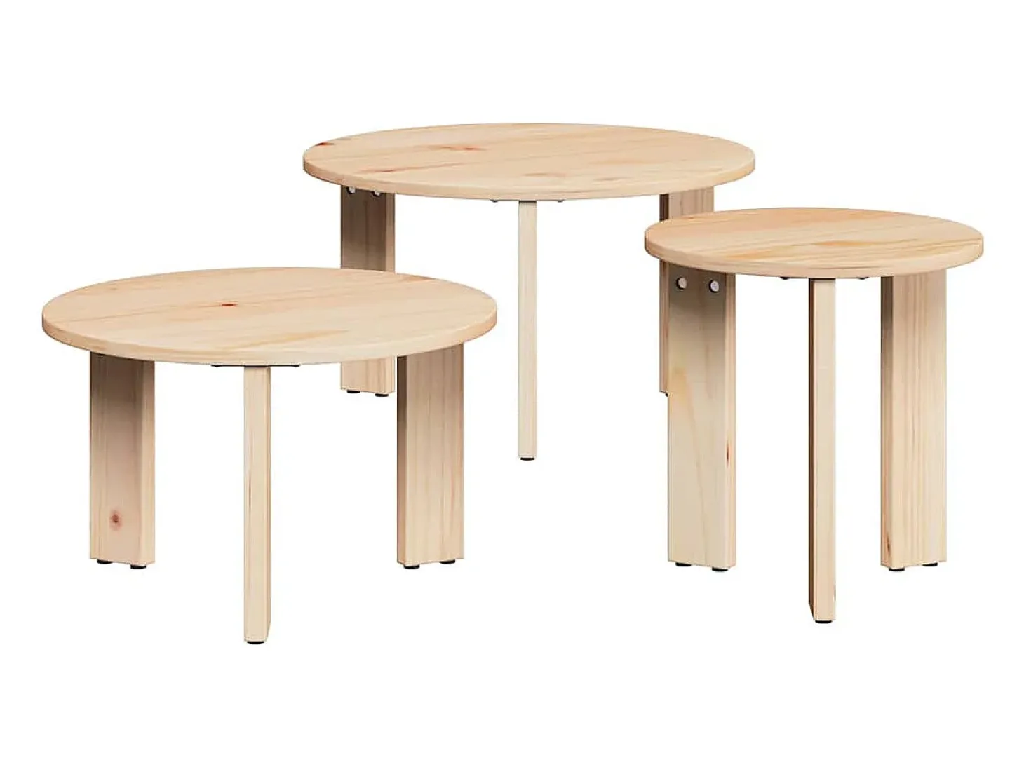 Mesa de Café 3 piezas Natural 47.5 x 47.5 x 27 cm