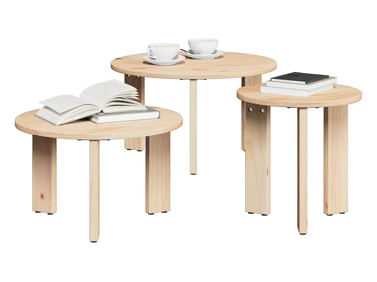 Mesa de Café 3 piezas Natural 47.5 x 47.5 x 27 cm