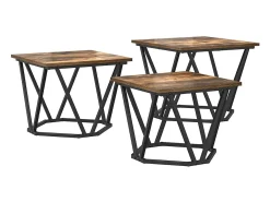 Mesa de Café 3 piezas Roble ahumado 50 x 50 x 40 cm