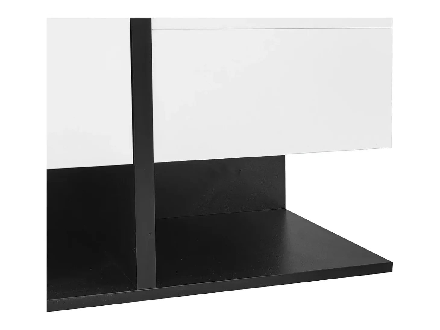 Mesa de café cuadrada con 2 cajones de almacenamiento, negro y blanco - para salón y dormitorio