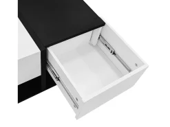 Mesa de café cuadrada con 2 cajones de almacenamiento, negro y blanco - para salón y dormitorio