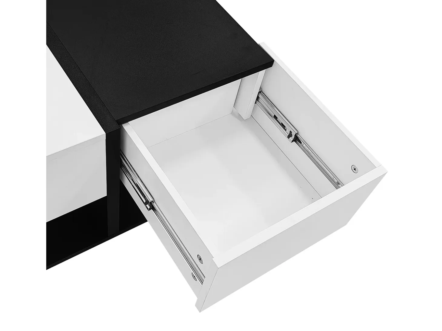Mesa de café cuadrada con 2 cajones de almacenamiento, negro y blanco - para salón y dormitorio