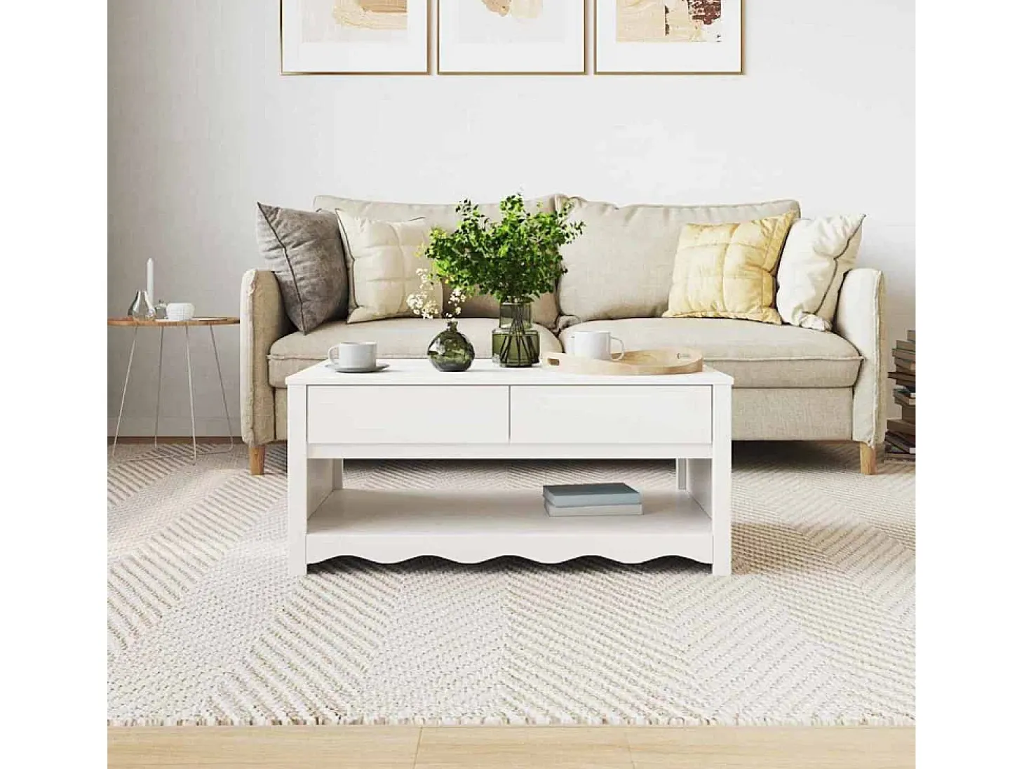 Mesa de Café Drammen 99 x 55 x 45 cm Madera maciza de pino