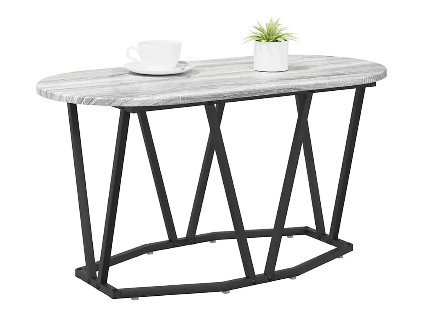 Mesa de Café Gris 80 x 40 x 40.5 cm Madera engineered y metal