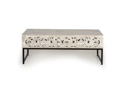 Mesa de café madera de mango y patas de metal color envejecido