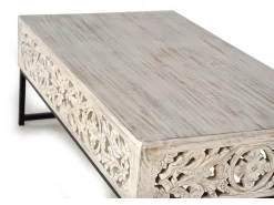 Mesa de café madera de mango y patas de metal color envejecido