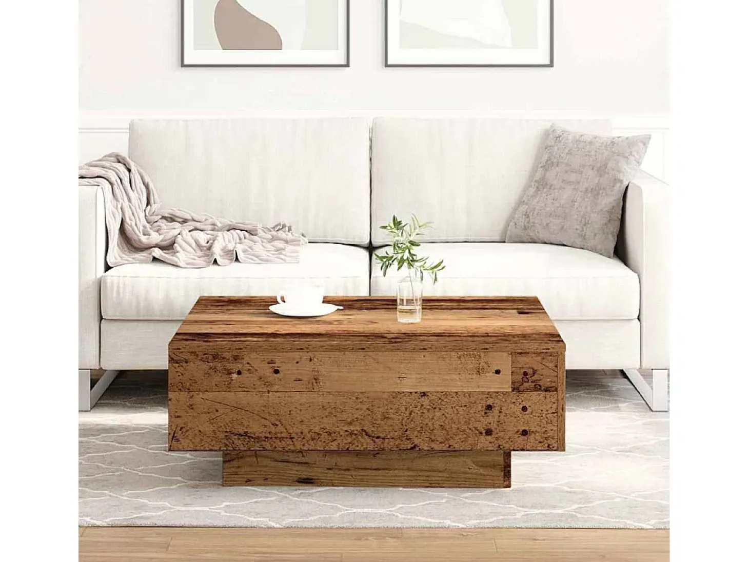 Mesa de Café Madera vieja 80 x 80 x 31 cm Madera contrachapada