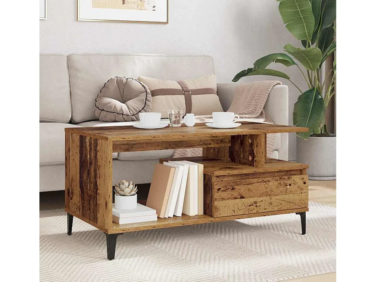 Mesa de Café Madera vieja 90 x 49 x 45 cm Madera contrachapada