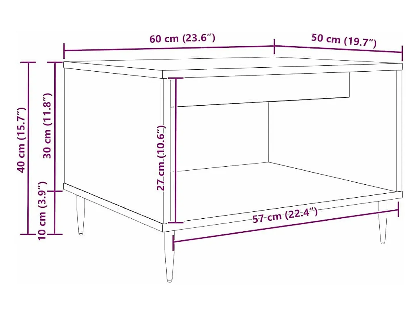 Mesa de Café Madera vieja 60 x 50 x 40 cm Madera contrachapada