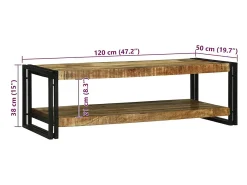 Mesa de Café Marrón 120 x 50 x 38 cm madera maciza de mango