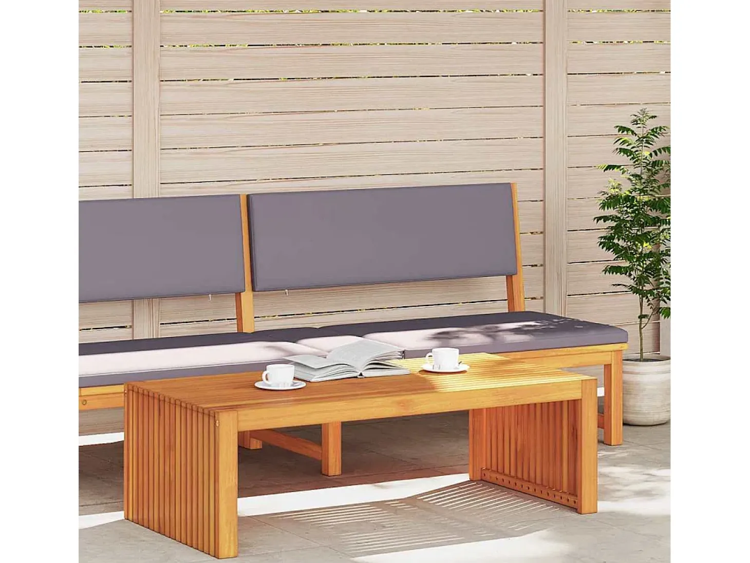 Mesa de Café Marrón 110 x 55 x 35 cm madera maciza de acacia