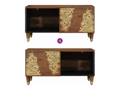 Mesa de Café Marrón miel 80 x 50 x 40 cm madera maciza de mango