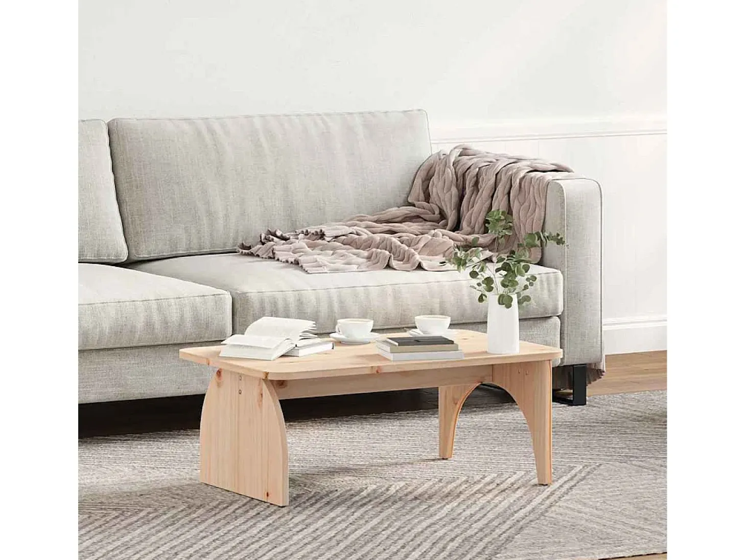 Mesa de Café Natural 80 x 50 x 31 cm Madera maciza de pino