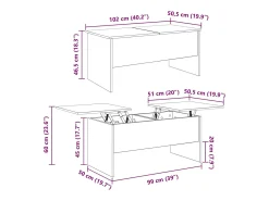 Mesa de Café Roble artisan 102 x 50.5 x 46.5 cm