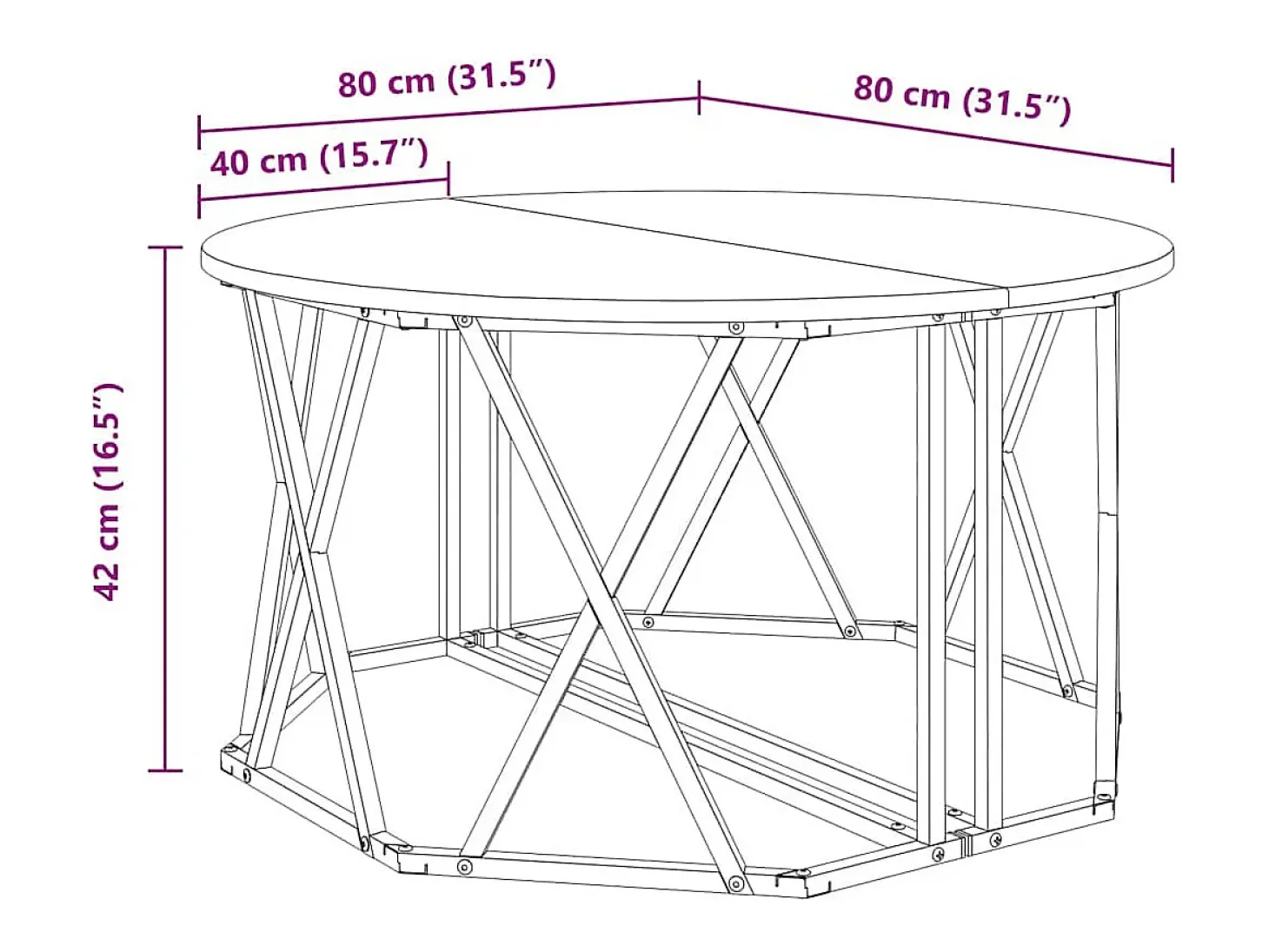 Mesa de Café Roble artisan 80 x 80 x 42 cm