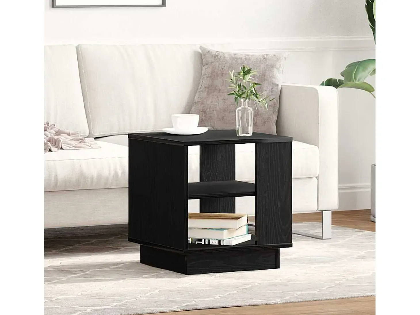 Mesa de Café Roble negro 40 x 40 x 43 cm Madera contrachapada