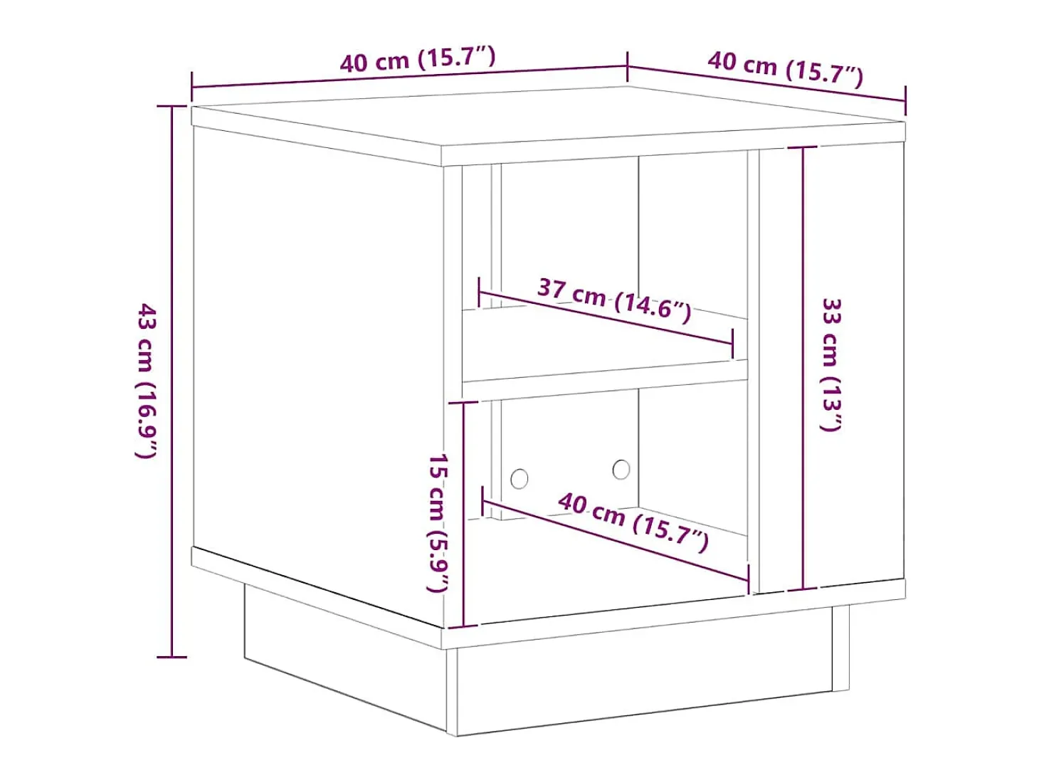 Mesa de Café Roble negro 40 x 40 x 43 cm Madera contrachapada