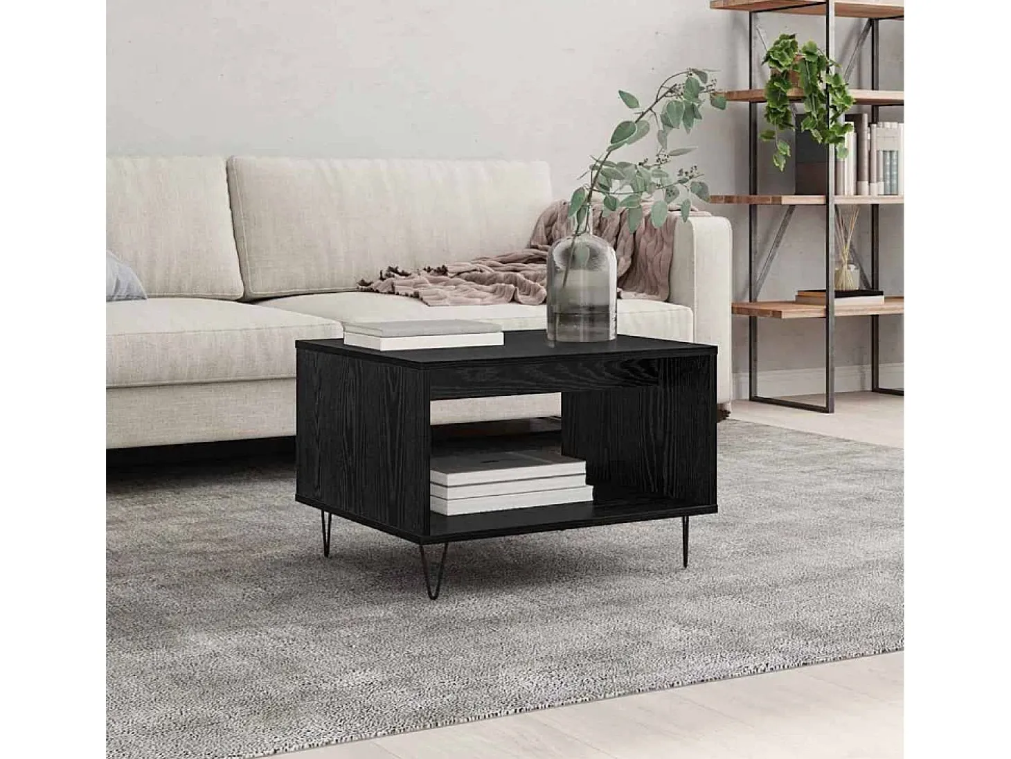Mesa de Café Roble negro 60 x 50 x 40 cm Madera contrachapada