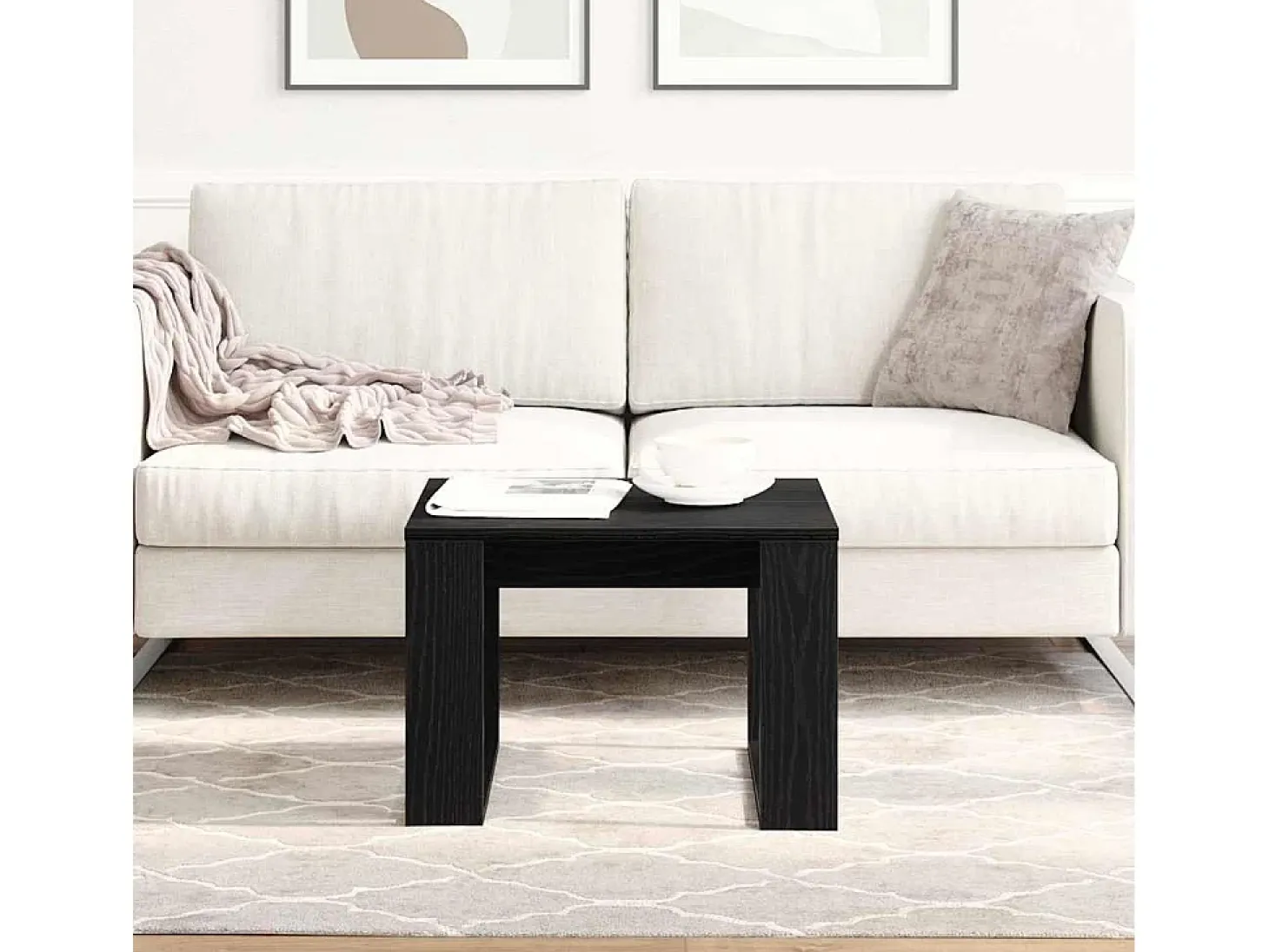 Mesa de Café Roble negro 50 x 50 x 35 cm Madera contrachapada