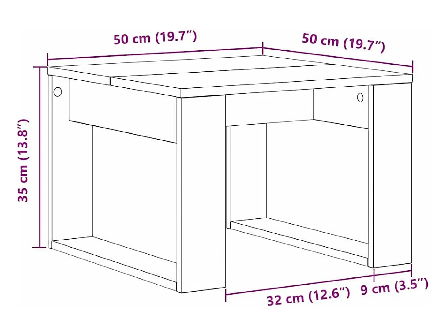 Mesa de Café Roble negro 50 x 50 x 35 cm Madera contrachapada