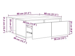 Mesa de Café Roble negro 80 x 80 x 31 cm Madera contrachapada