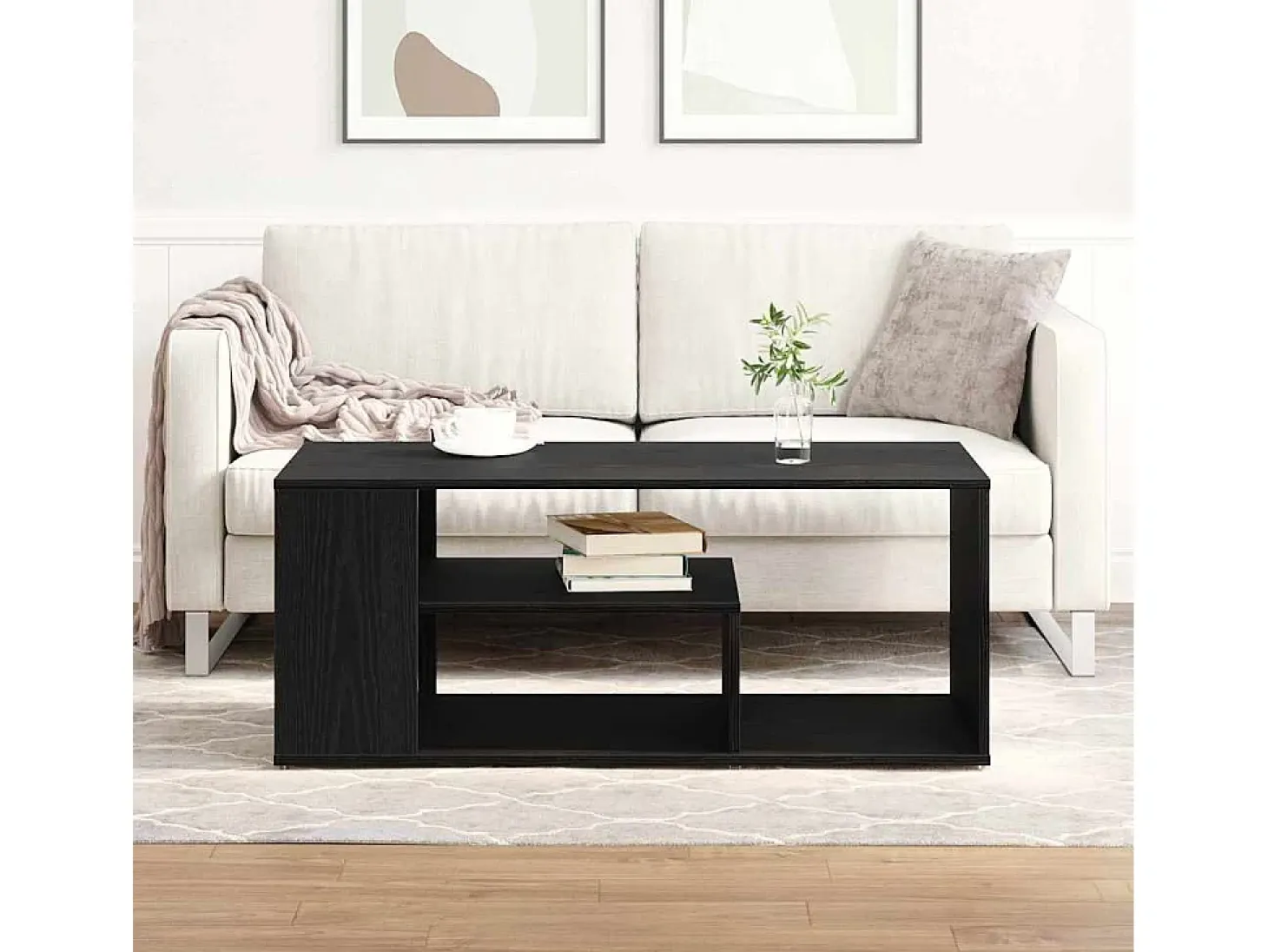 Mesa de Café Roble negro 100 x 50 x 40 cm Madera contrachapada
